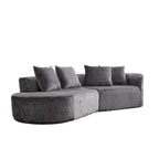Divano sezionale profondo in ciniglia con 4 cuscini | Beige / Verde / Grigio / Nero | Posti a sedere 4-5