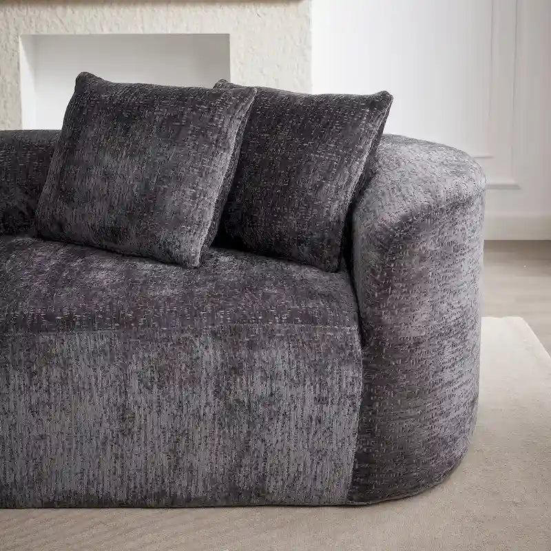 Divano sezionale profondo in ciniglia con 4 cuscini | Beige / Verde / Grigio / Nero | Posti a sedere 4-5