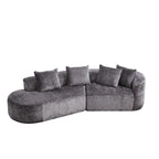 Divano sezionale profondo in ciniglia con 4 cuscini | Beige / Verde / Grigio / Nero | Posti a sedere 4-5