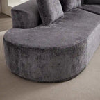 Divano sezionale profondo in ciniglia con 4 cuscini | Beige / Verde / Grigio / Nero | Posti a sedere 4-5