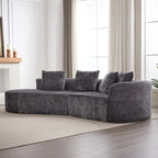 Divano sezionale profondo in ciniglia con 4 cuscini | Beige / Verde / Grigio / Nero | Posti a sedere 4-5