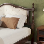 Letto a piattaforma in noce con testiera imbottita e contenitore, Queen