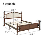 Letto a piattaforma in noce con testiera imbottita e contenitore, Queen