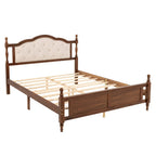 Letto a piattaforma in noce con testiera imbottita e contenitore, Queen