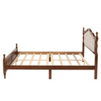 Letto a piattaforma in noce con testiera imbottita e contenitore, Queen
