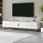 Mobile Porta TV Moderno Bianco con 4 Cassetti e Ante – 178 cm L, Adatto per TV fino a 75"