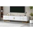Mobile Porta TV Moderno Bianco con 4 Cassetti e Ante – 178 cm L, Adatto per TV fino a 75"