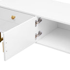 Mobile Porta TV Moderno Bianco con 4 Cassetti e Ante – 178 cm L, Adatto per TV fino a 75"