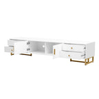 Mobile Porta TV Moderno Bianco con 4 Cassetti e Ante – 178 cm L, Adatto per TV fino a 75"