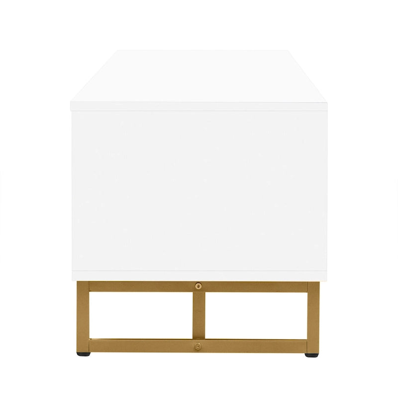 Mobile Porta TV Moderno Bianco con 4 Cassetti e Ante – 178 cm L, Adatto per TV fino a 75"