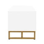 Mobile Porta TV Moderno Bianco con 4 Cassetti e Ante – 178 cm L, Adatto per TV fino a 75"