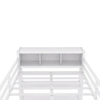 Letto a soppalco in metallo Off White Full Size con scrivania a L, armadio e contenitore – 1 persona