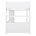 Letto a soppalco in metallo Off White Full Size con scrivania a L, armadio e contenitore – 1 persona