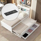 Letto a Piattaforma Grigio / Bianco con 3 Cassetti e Letto Estraibile — Piazza e Mezza + Singolo, per 2 Persone