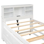 Letto a Piattaforma Grigio / Bianco con 3 Cassetti e Letto Estraibile — Piazza e Mezza + Singolo, per 2 Persone