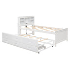 Letto a Piattaforma Grigio / Bianco con 3 Cassetti e Letto Estraibile — Piazza e Mezza + Singolo, per 2 Persone