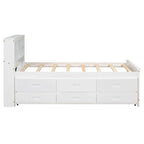 Letto a Piattaforma Grigio / Bianco con 3 Cassetti e Letto Estraibile — Piazza e Mezza + Singolo, per 2 Persone