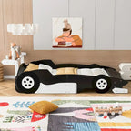 Struttura letto per bambini in stile auto da corsa, colore rosso/blu/nero, con sponda di protezione, misura matrimoniale, per 1 persona