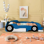 Struttura letto per bambini in stile auto da corsa, colore rosso/blu/nero, con sponda di protezione, misura matrimoniale, per 1 persona