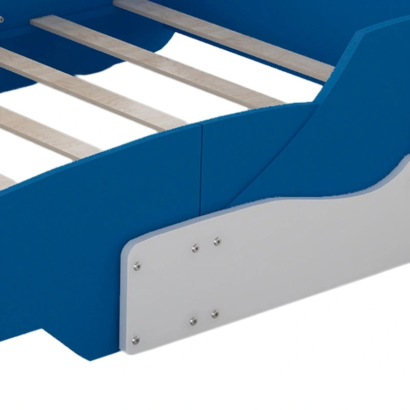 Struttura letto per bambini in stile auto da corsa, colore rosso/blu/nero, con sponda di protezione, misura matrimoniale, per 1 persona