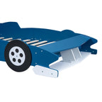 Struttura letto per bambini in stile auto da corsa, colore rosso/blu/nero, con sponda di protezione, misura matrimoniale, per 1 persona