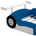 Struttura letto per bambini in stile auto da corsa, colore rosso/blu/nero, con sponda di protezione, misura matrimoniale, per 1 persona