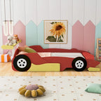 Struttura letto per bambini in stile auto da corsa, colore rosso/blu/nero, con sponda di protezione, misura matrimoniale, per 1 persona