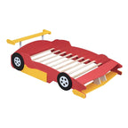 Struttura letto per bambini in stile auto da corsa, colore rosso/blu/nero, con sponda di protezione, misura matrimoniale, per 1 persona
