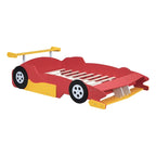 Struttura letto per bambini in stile auto da corsa, colore rosso/blu/nero, con sponda di protezione, misura matrimoniale, per 1 persona