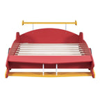 Struttura letto per bambini in stile auto da corsa, colore rosso/blu/nero, con sponda di protezione, misura matrimoniale, per 1 persona