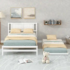 Letto a piattaforma bianco matrimoniale+singolo con letto estraibile regolabile – 2 posti letto