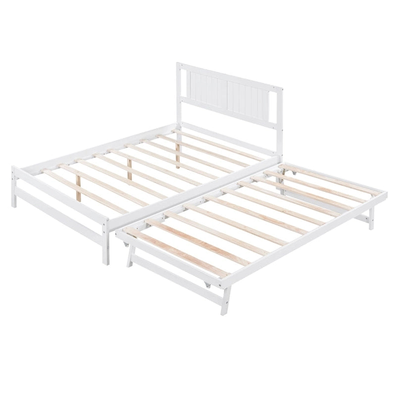 Letto a piattaforma bianco matrimoniale+singolo con letto estraibile regolabile – 2 posti letto