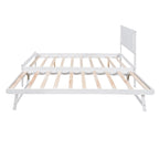 Letto a piattaforma bianco matrimoniale+singolo con letto estraibile regolabile – 2 posti letto