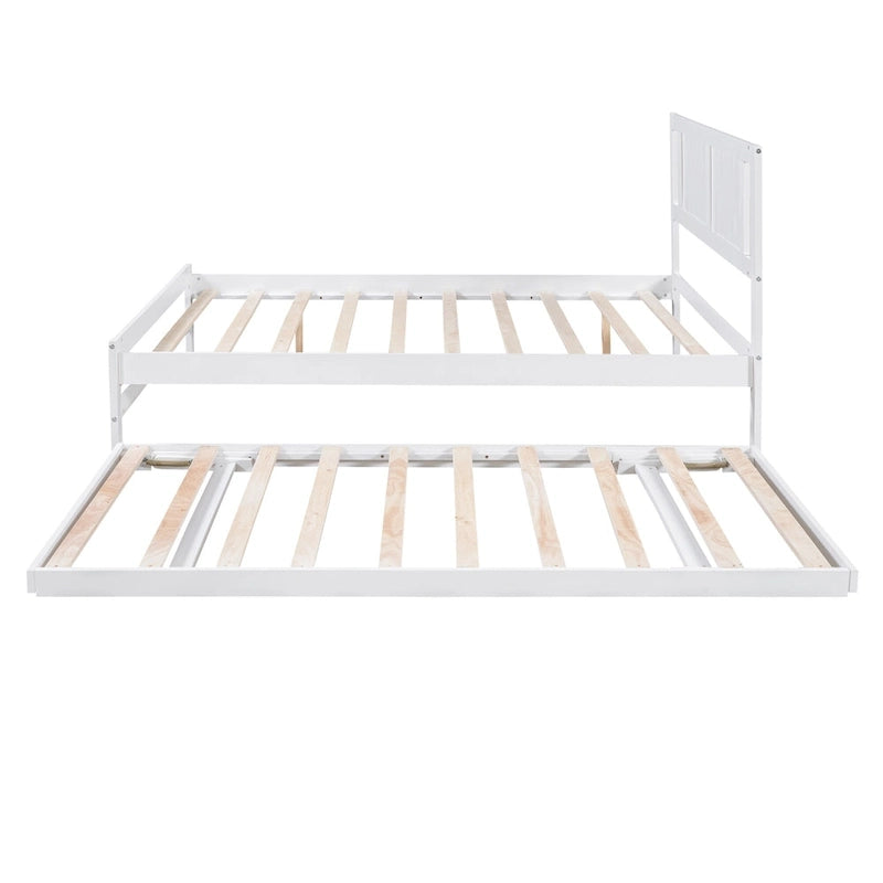 Letto a piattaforma bianco matrimoniale+singolo con letto estraibile regolabile – 2 posti letto