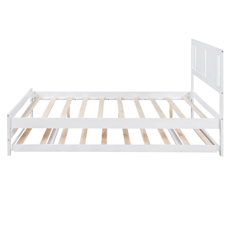 Letto a piattaforma bianco matrimoniale+singolo con letto estraibile regolabile – 2 posti letto