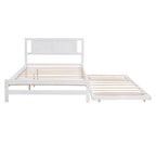 Letto a piattaforma bianco matrimoniale+singolo con letto estraibile regolabile – 2 posti letto