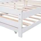 Letto a piattaforma bianco matrimoniale+singolo con letto estraibile regolabile – 2 posti letto