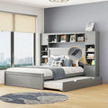Letto matrimoniale Queen grigio con cassetti portaoggetti, ripiani e prese incorporate – Per 2 persone