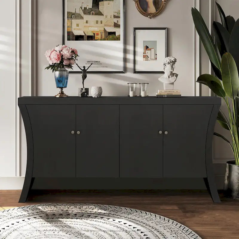 Madia a 4 Ante Moderna – Nera / Blu Notte / Bianca, Ideale per 1 Famiglia