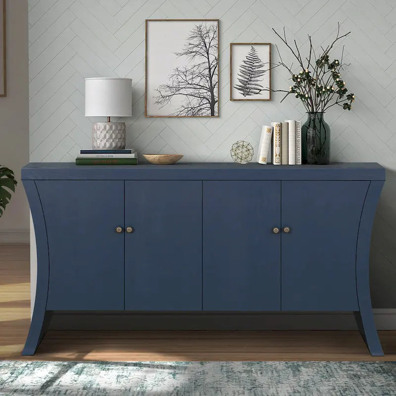 Madia a 4 Ante Moderna – Nera / Blu Notte / Bianca, Ideale per 1 Famiglia