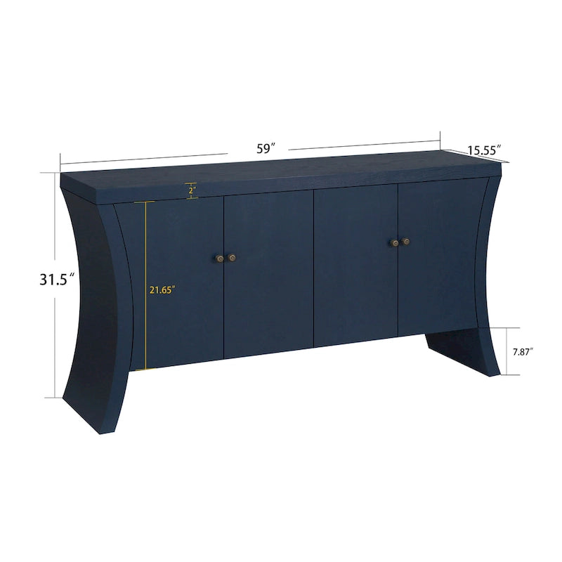 Madia a 4 Ante Moderna – Nera / Blu Notte / Bianca, Ideale per 1 Famiglia