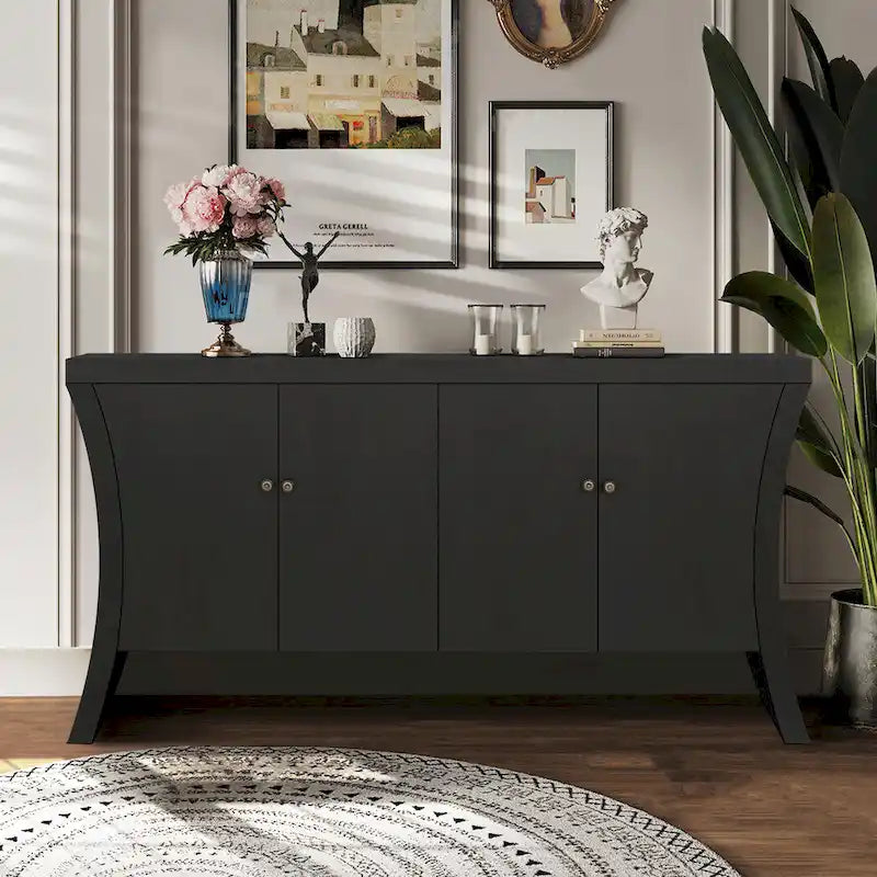 Madia a 4 Ante Moderna – Nera / Blu Notte / Bianca, Ideale per 1 Famiglia