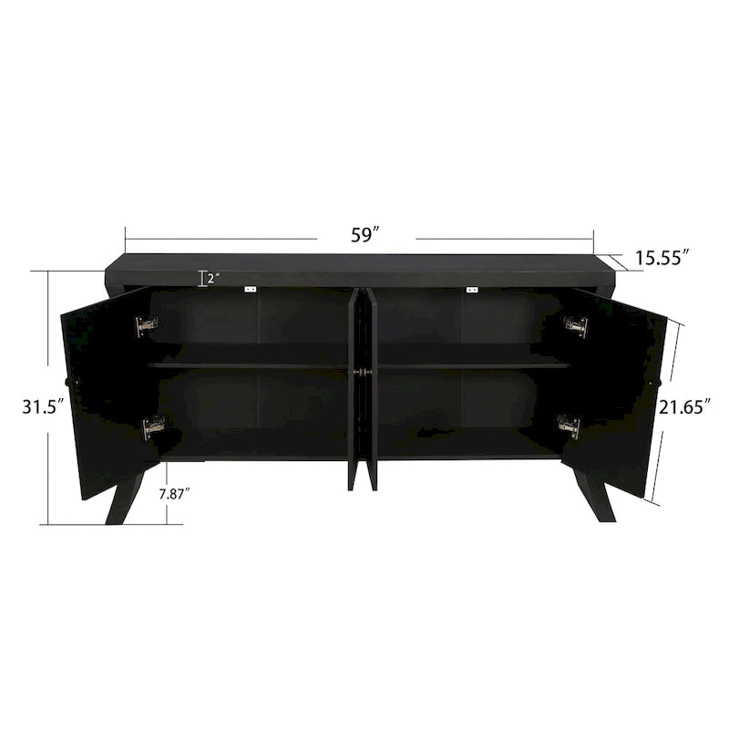 Madia a 4 Ante Moderna – Nera / Blu Notte / Bianca, Ideale per 1 Famiglia