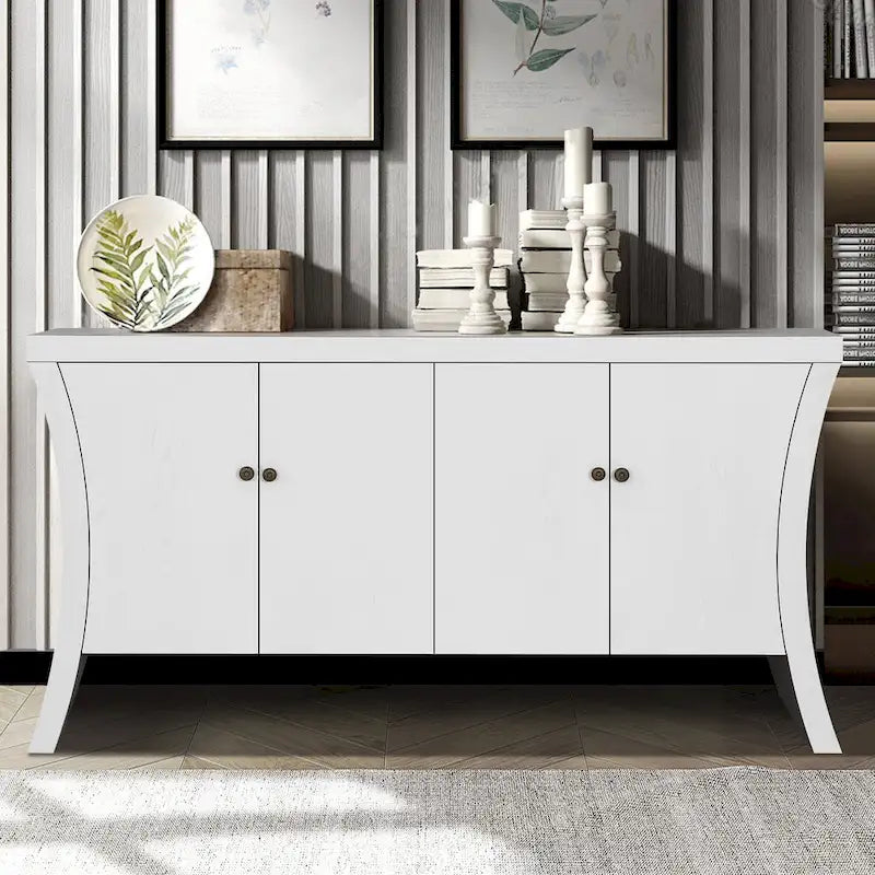 Madia a 4 Ante Moderna – Nera / Blu Notte / Bianca, Ideale per 1 Famiglia