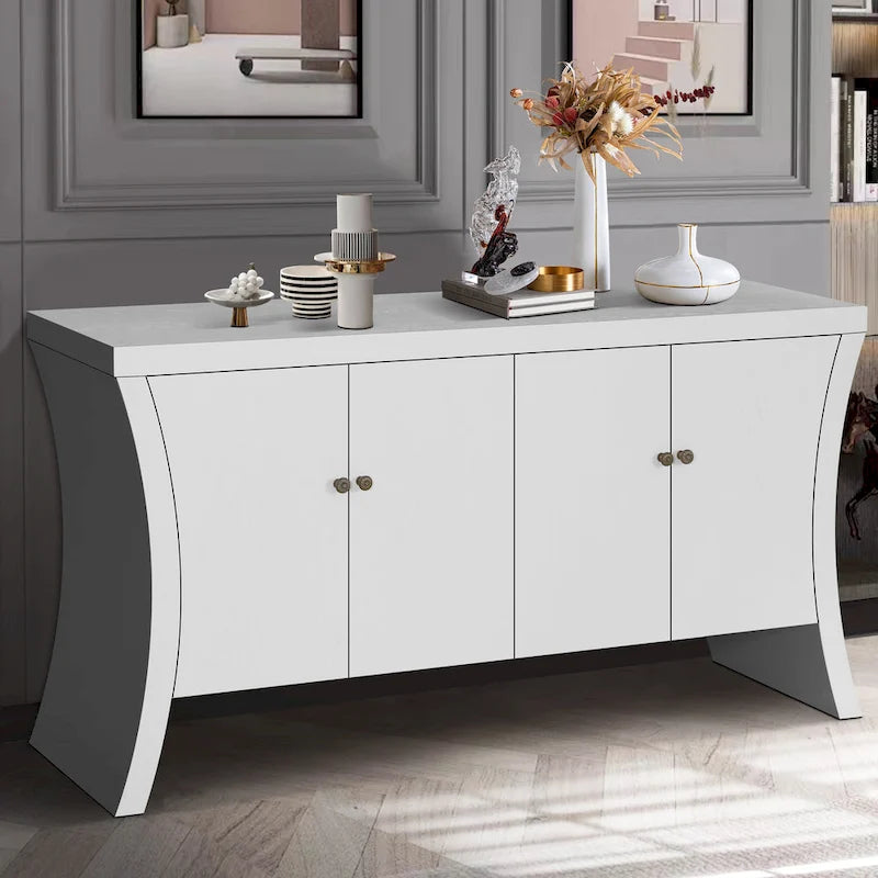 Madia a 4 Ante Moderna – Nera / Blu Notte / Bianca, Ideale per 1 Famiglia