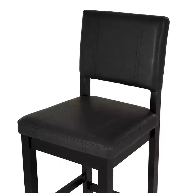 Tabouret de bar en similicuir noir, sans accoudoirs, dossier mi-hauteur, 1 place