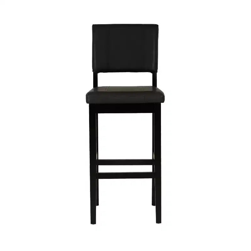 Tabouret de bar en similicuir noir, sans accoudoirs, dossier mi-hauteur, 1 place