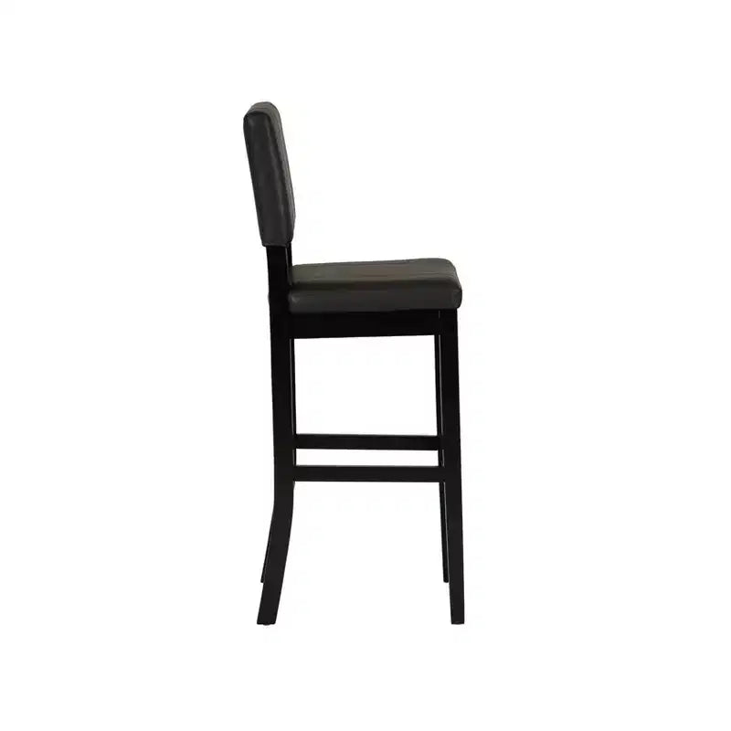 Tabouret de bar en similicuir noir, sans accoudoirs, dossier mi-hauteur, 1 place