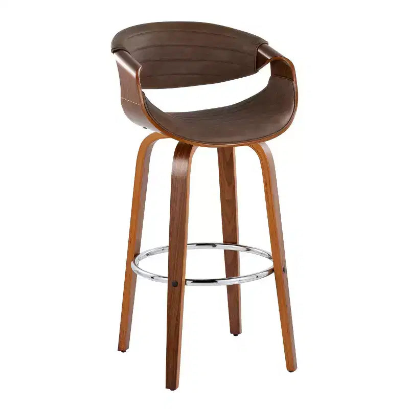 Tabouret de bar pivotant mi-dossier en similicuir espresso, lot de 2