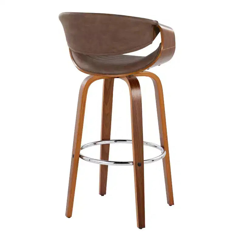 Tabouret de bar pivotant mi-dossier en similicuir espresso, lot de 2